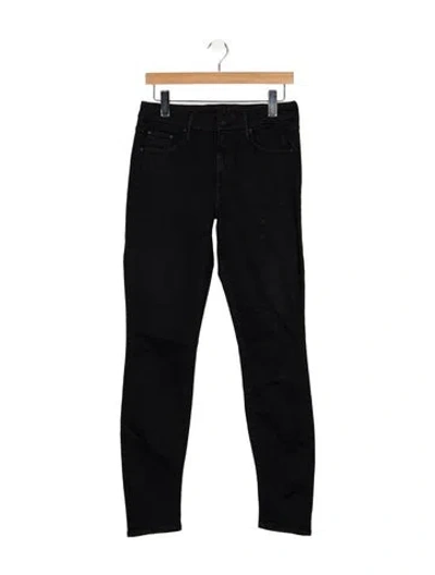 Pre-owned Mother High-rise Skinny Leg Jeans In Black