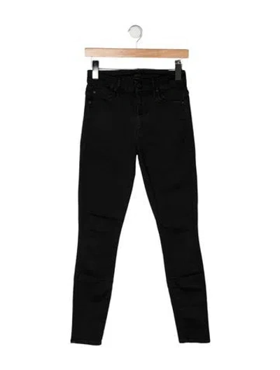 Pre-owned Mother High-rise Skinny Leg Jeans In Black
