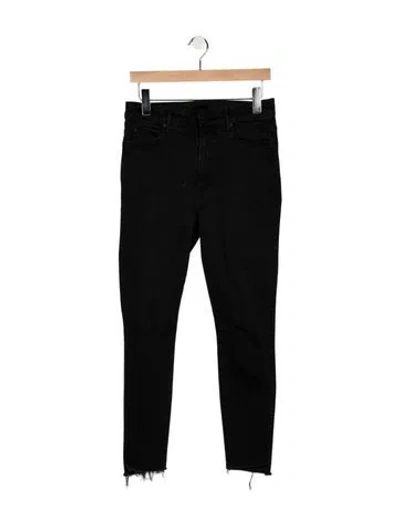 Pre-owned Mother High-rise Skinny Leg Jeans In Black