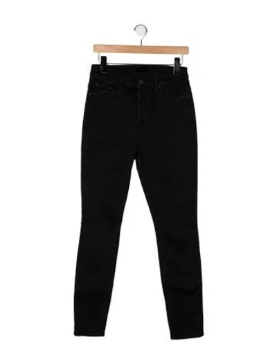 Pre-owned Mother High-rise Skinny Leg Jeans In Black