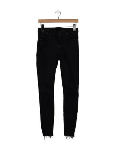 Pre-owned Mother High-rise Skinny Leg Jeans In Black