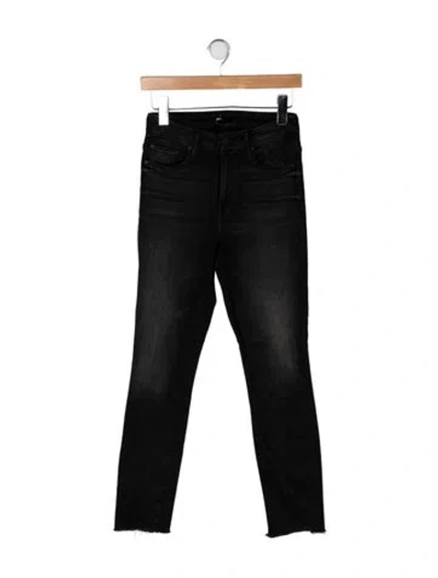 Pre-owned Mother High-rise Skinny Leg Jeans In Black