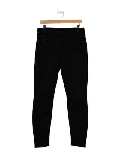 Pre-owned Mother High-rise Skinny Leg Jeans In Black