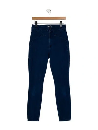 Pre-owned Mother High-rise Skinny Leg Jeans In Blue