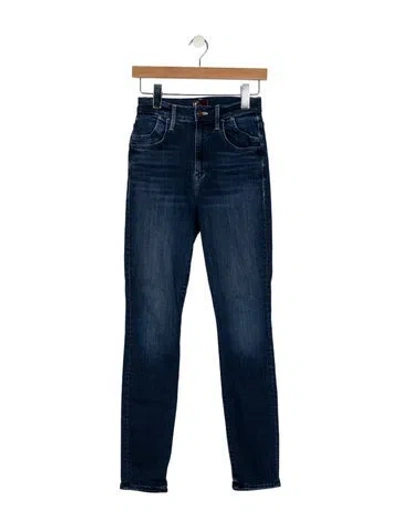 Pre-owned Mother High-rise Skinny Leg Jeans In Blue