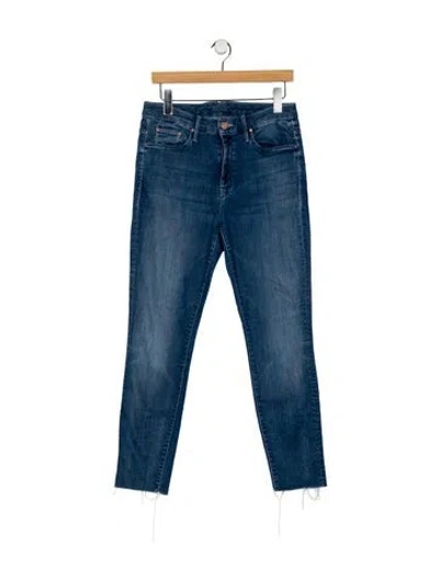 Pre-owned Mother High-rise Skinny Leg Jeans In Blue