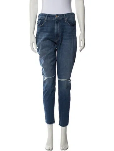 Pre-owned Mother High-rise Skinny Leg Jeans In Blue