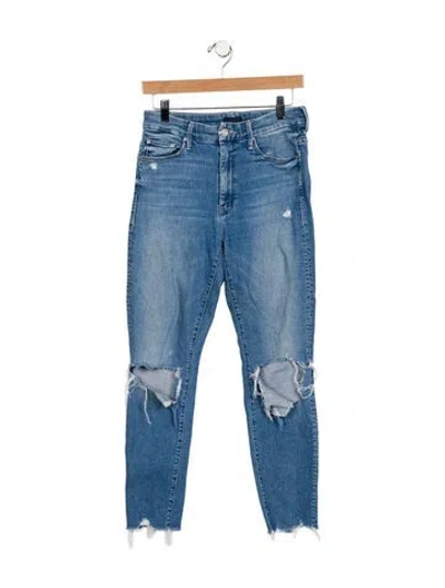 Pre-owned Mother High-rise Skinny Leg Jeans In Blue