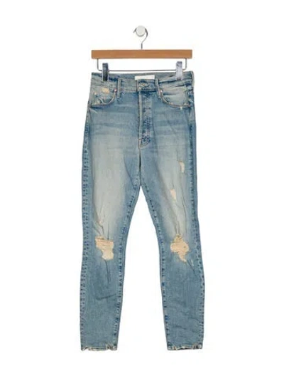 Pre-owned Mother High-rise Skinny Leg Jeans In Blue