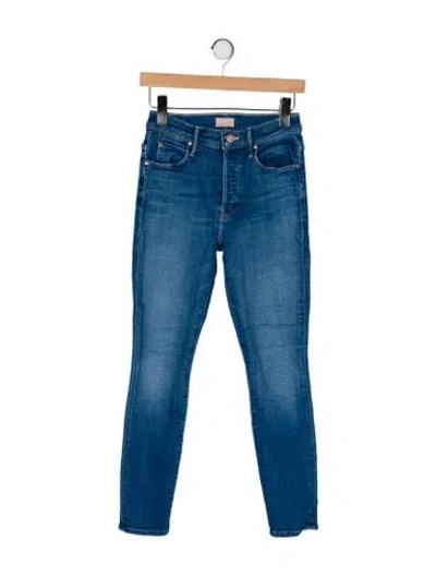 Pre-owned Mother High-rise Skinny Leg Jeans In Blue