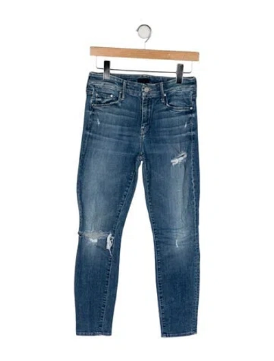 Pre-owned Mother High-rise Skinny Leg Jeans In Blue