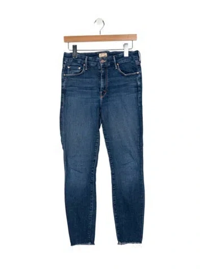 Pre-owned Mother High-rise Skinny Leg Jeans In Blue