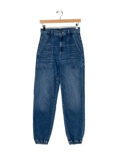 Pre-owned Mother High-rise Skinny Leg Jeans In Blue