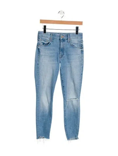 Pre-owned Mother High-rise Skinny Leg Jeans In Blue