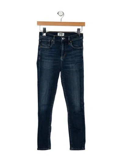 Pre-owned Mother High-rise Skinny Leg Jeans In Blue