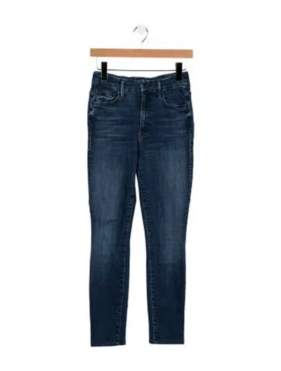 Pre-owned Mother High-rise Skinny Leg Jeans In Blue