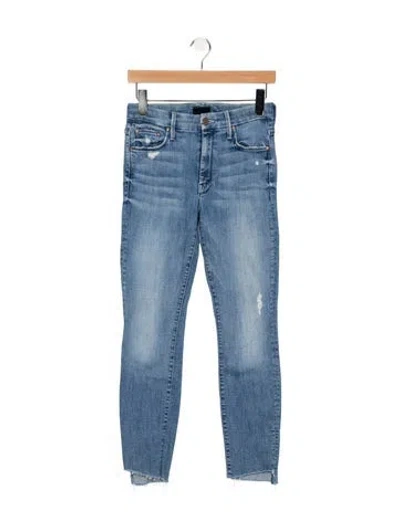 Pre-owned Mother High-rise Skinny Leg Jeans In Blue