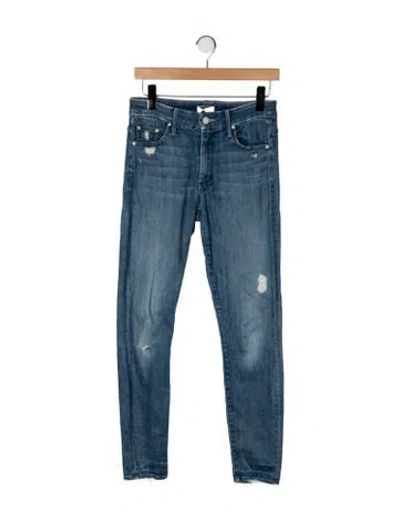 Pre-owned Mother High-rise Skinny Leg Jeans In Blue