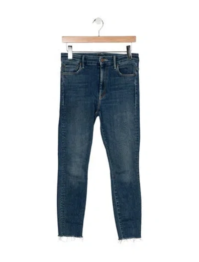 Pre-owned Mother High-rise Skinny Leg Jeans In Blue