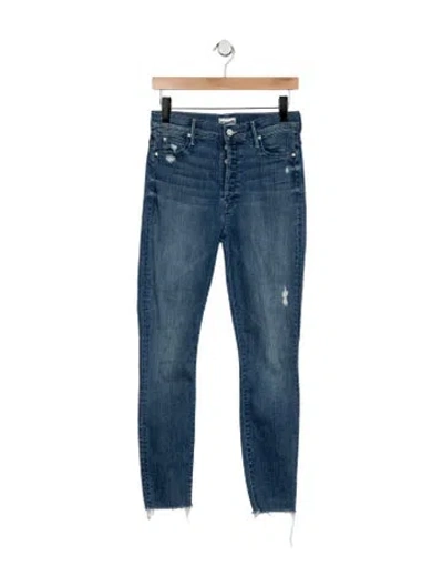 Pre-owned Mother High-rise Skinny Leg Jeans In Blue