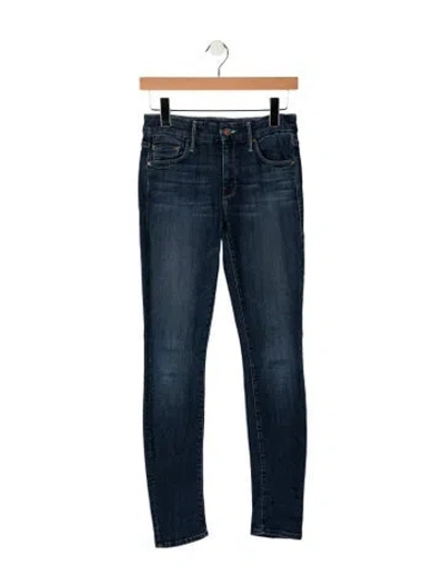 Pre-owned Mother High-rise Skinny Leg Jeans In Blue