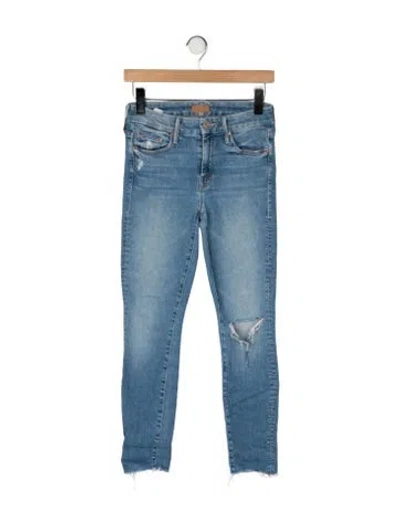 Pre-owned Mother High-rise Skinny Leg Jeans In Blue