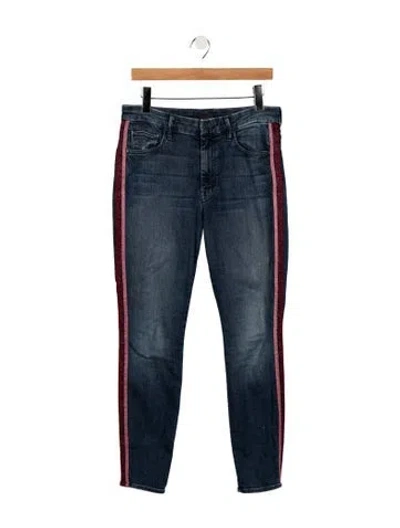 Pre-owned Mother High-rise Skinny Leg Jeans In Blue