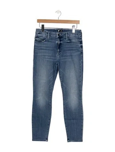 Pre-owned Mother High-rise Skinny Leg Jeans In Blue