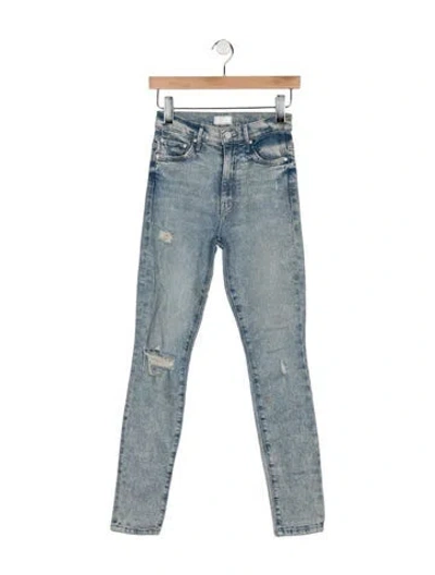 Pre-owned Mother High-rise Skinny Leg Jeans In Blue