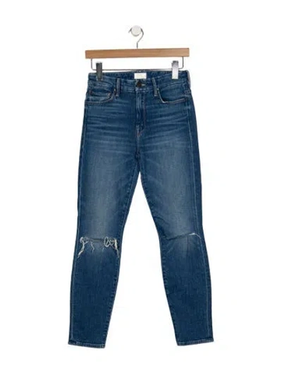 Pre-owned Mother High-rise Skinny Leg Jeans In Blue