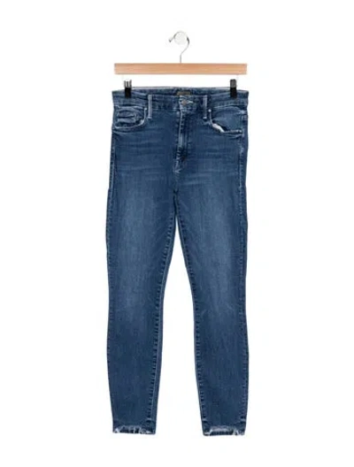Pre-owned Mother High-rise Skinny Leg Jeans In Blue