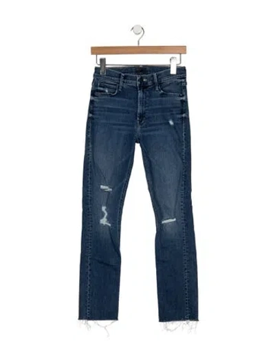 Pre-owned Mother High-rise Skinny Leg Jeans In Blue