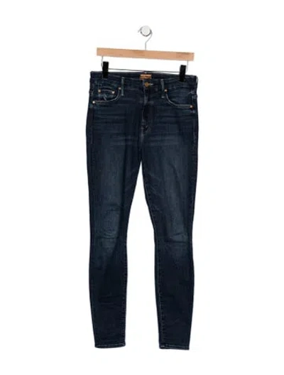 Pre-owned Mother High-rise Skinny Leg Jeans In Blue