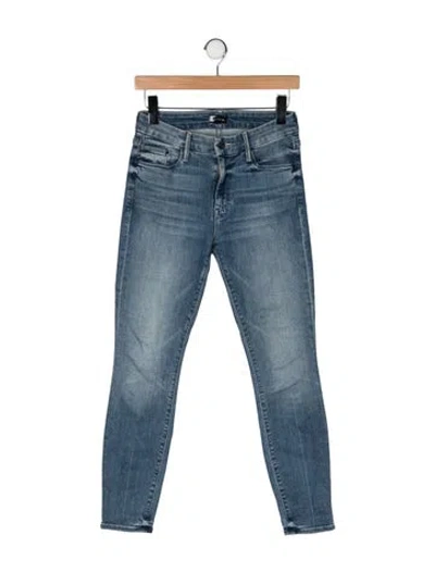 Pre-owned Mother High-rise Skinny Leg Jeans In Blue