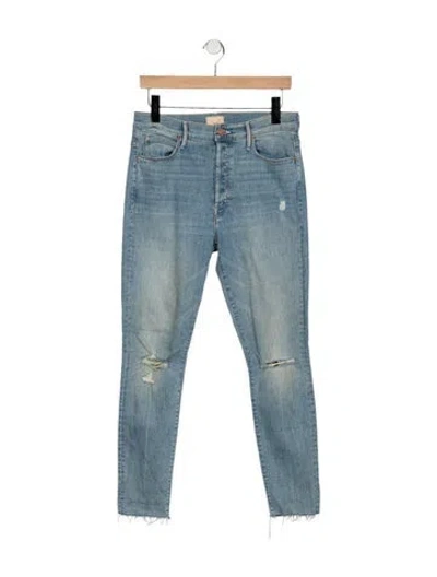 Pre-owned Mother High-rise Skinny Leg Jeans In Blue
