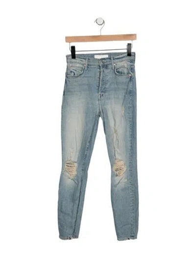 Pre-owned Mother High-rise Skinny Leg Jeans In Blue