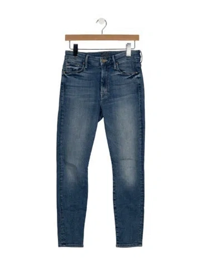 Pre-owned Mother High-rise Skinny Leg Jeans In Blue