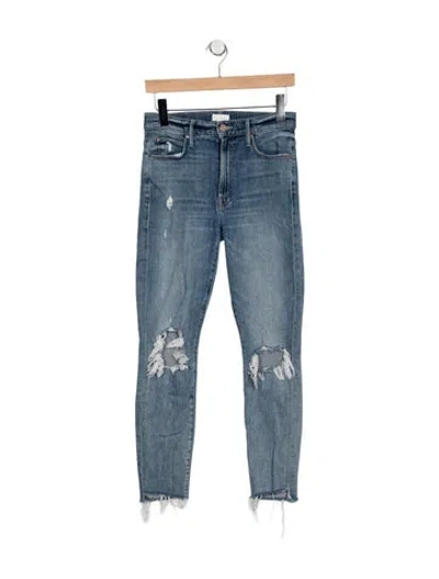 Pre-owned Mother High-rise Skinny Leg Jeans In Blue