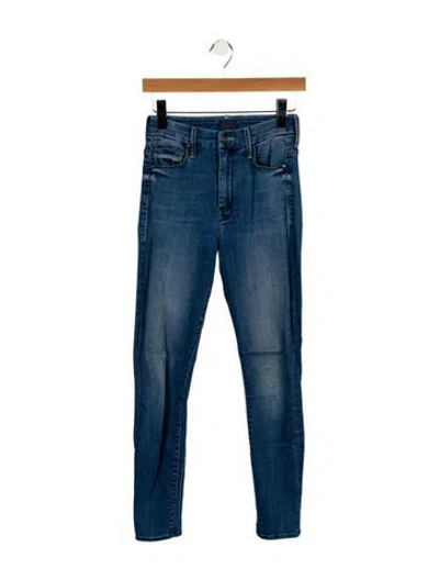 Pre-owned Mother High-rise Skinny Leg Jeans In Blue