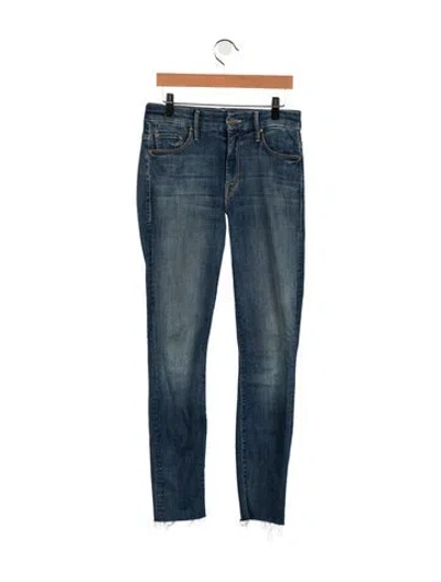 Pre-owned Mother High-rise Skinny Leg Jeans In Blue