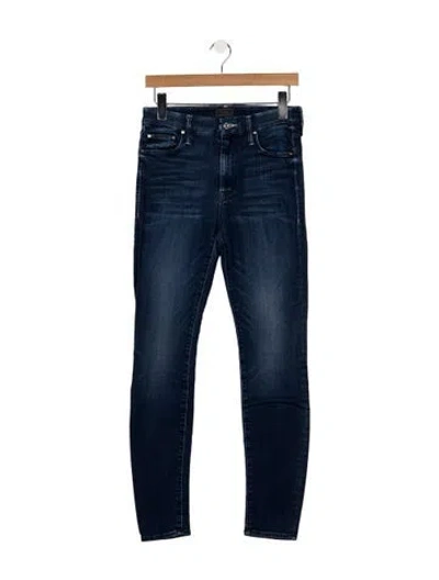 Pre-owned Mother High-rise Skinny Leg Jeans In Blue