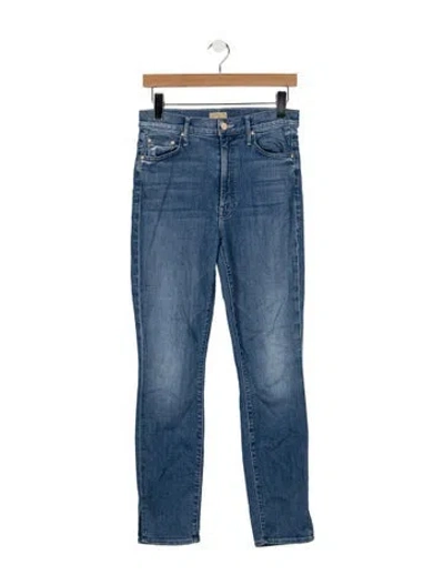 Pre-owned Mother High-rise Skinny Leg Jeans In Blue