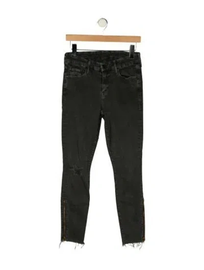 Pre-owned Mother High-rise Skinny Leg Jeans In Gray