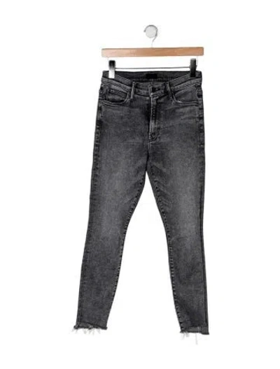 Pre-owned Mother High-rise Skinny Leg Jeans In Gray