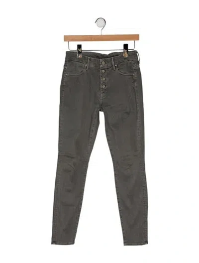 Pre-owned Mother High-rise Skinny Leg Jeans In Green