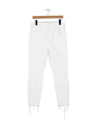 Pre-owned Mother High-rise Skinny Leg Jeans In White