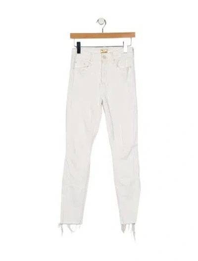 Pre-owned Mother High-rise Skinny Leg Jeans In White