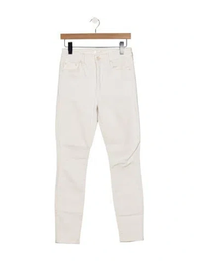 Pre-owned Mother High-rise Skinny Leg Jeans In White