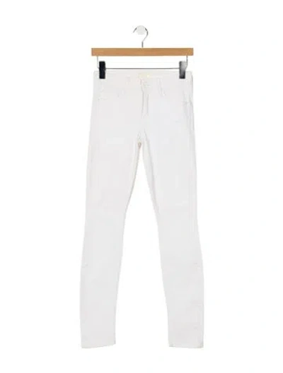Pre-owned Mother High-rise Skinny Leg Jeans In White