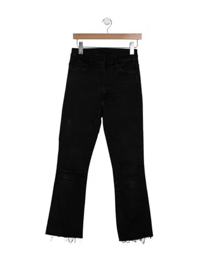 Pre-owned Mother High-rise Straight Leg Jeans In Black
